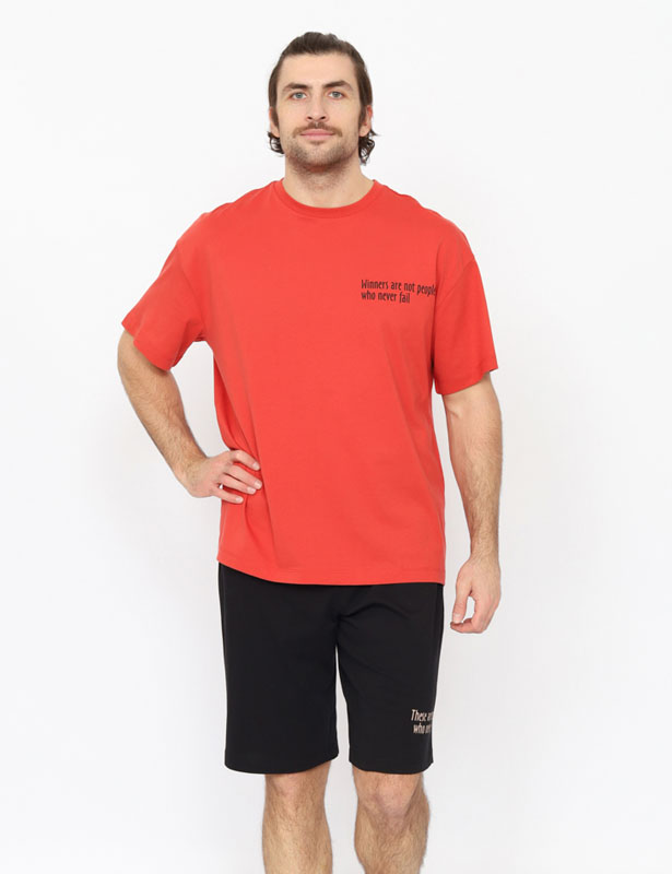 CSXM 50033-28 Пижама мужская (футболка, шорты) (Терракотовый (176)-108-092(54))