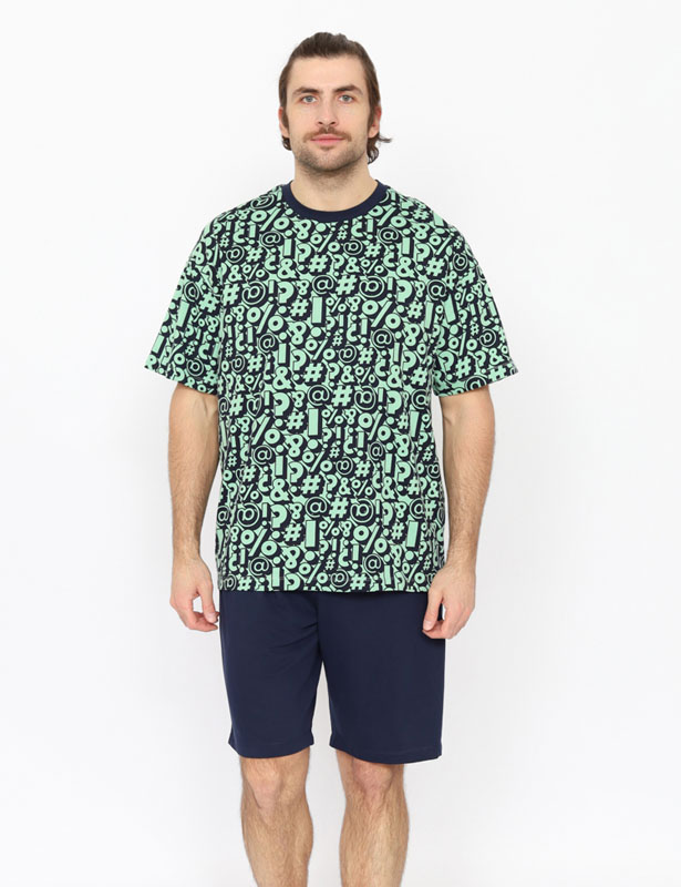 CSXM 50033-37 Пижама мужская (футболка, шорты) (Зеленый (176)-108-092(54))