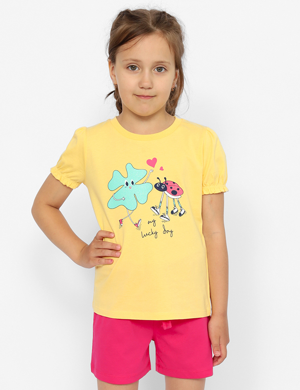 CWKG 90153-30 Комплект для девочки (футболка, шорты) (Желтый (098)-56)