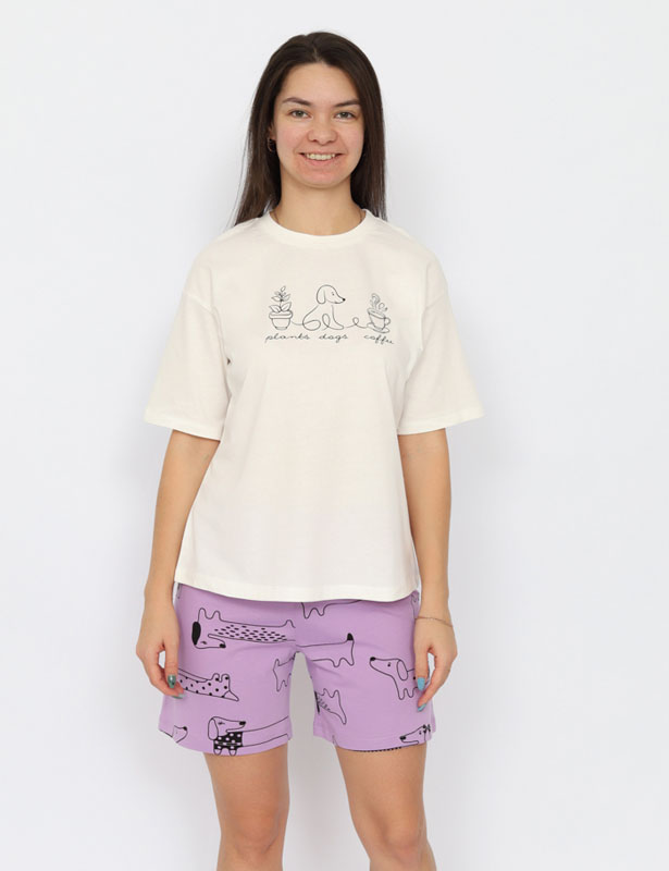 CSXW 50034-21 Пижама женская (футболка, шорты) (Экрю (170)-096-102(48))