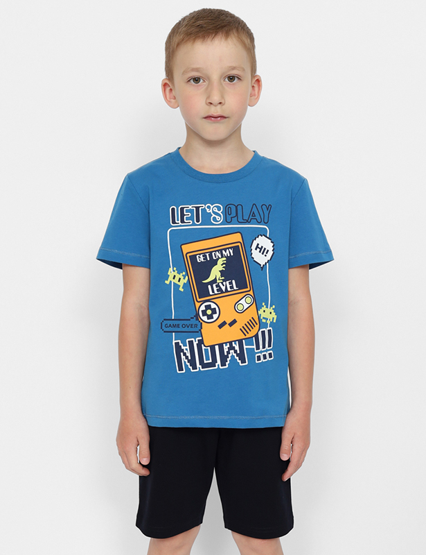 CWKB 90147-42 Комплект для мальчика (футболка, шорты) (Синий (128)-64)