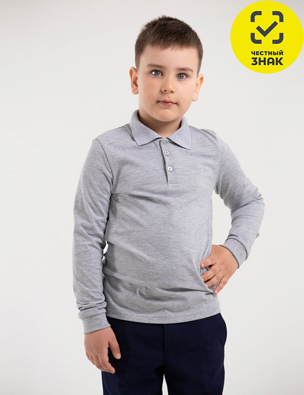 CWKB 63153-11 Рубашка-поло для мальчика (Св.серый меланж (122)-64)