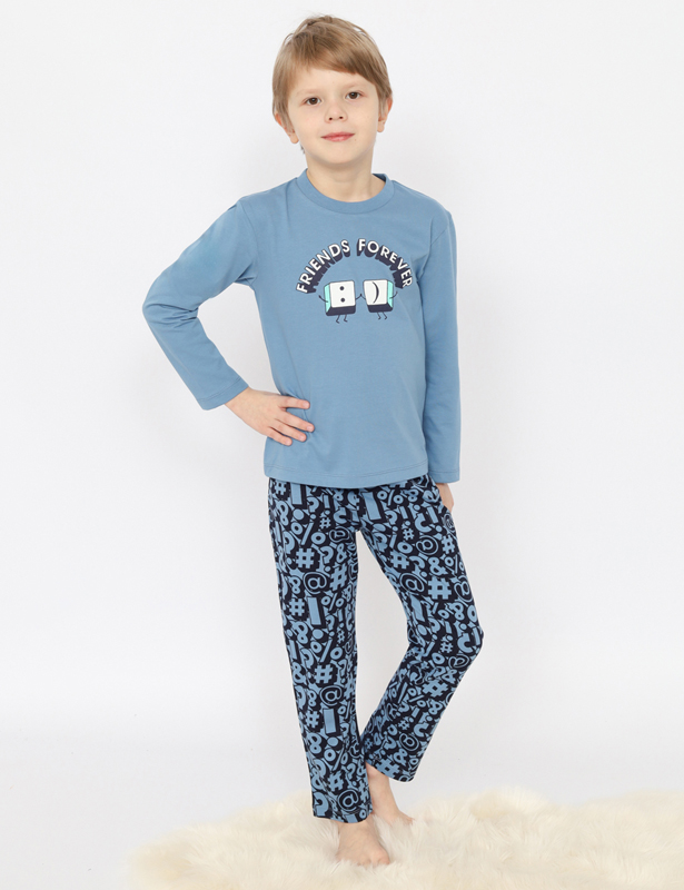 CSKB 50165-42 Пижама для мальчика (футболка, брюки) (Синий (122)-64)