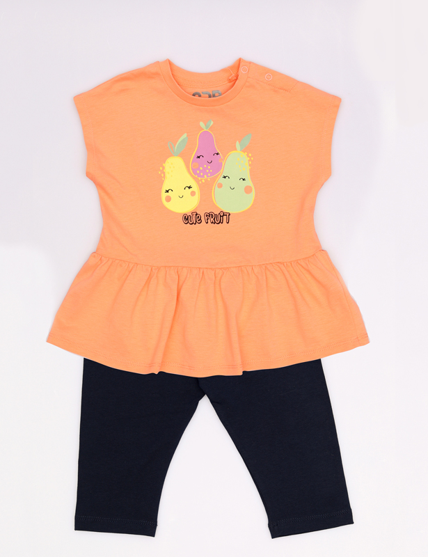 CSBG 90251-47-410 Комплект для девочки (платье модель "туника", бриджи) (Персиковый (086)-52)