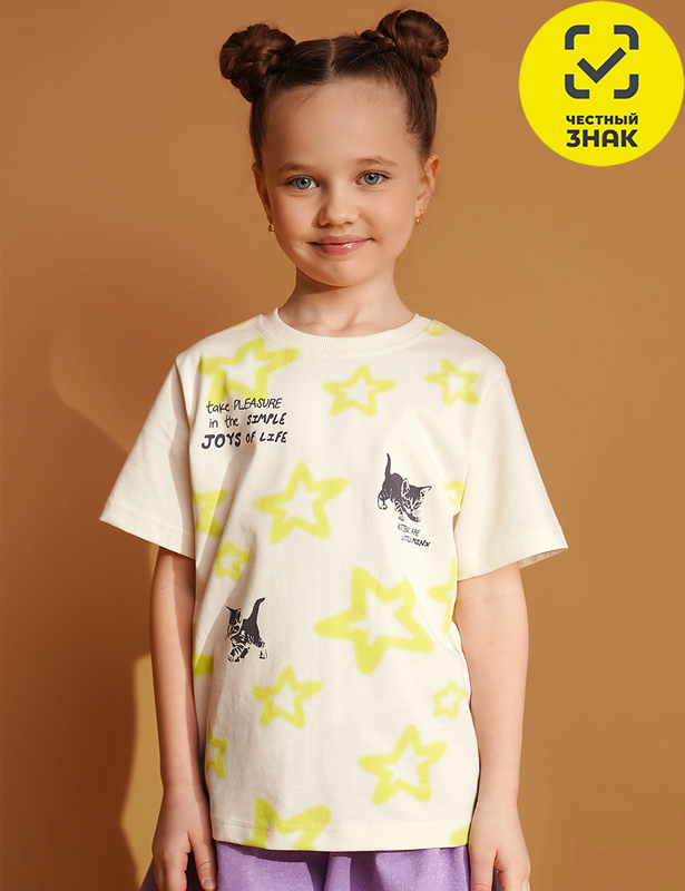 CLE Футболка дев. 867409/15кд_п (молочный; 104-56)