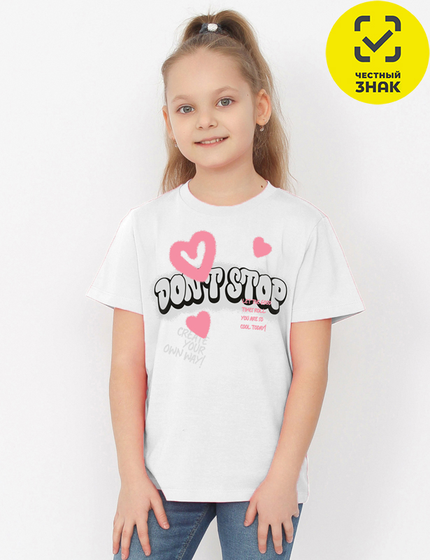 CSJG 64280-20K Футболка для девочки (Белый (164)-84)