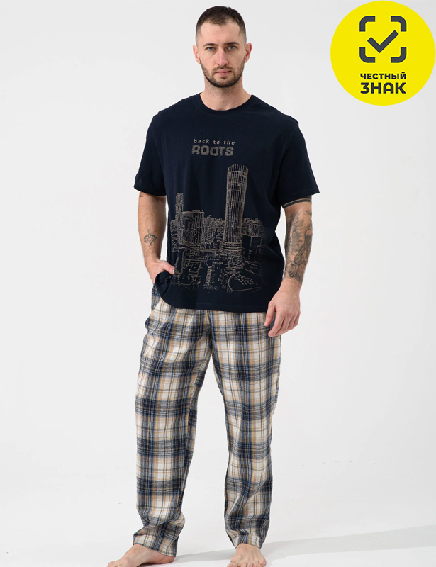 2431-К/Ф Пижама мужская "Огни ЕКБ" (48, синий)