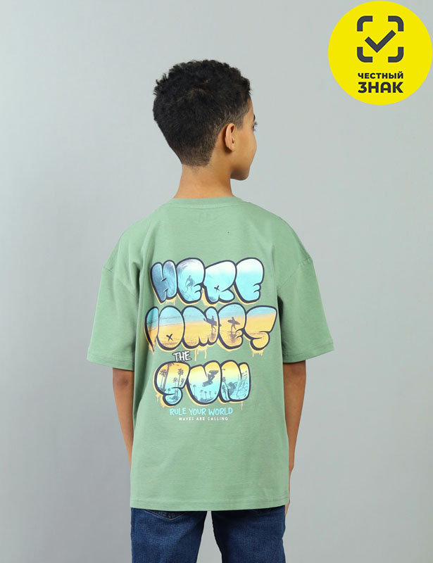 CSJB 64118-35K Футболка для мальчика (Хаки (134)-68)