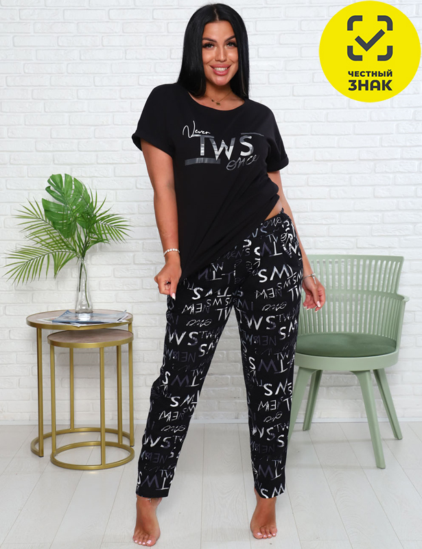 00911 Костюм с брюками (черный, 56)