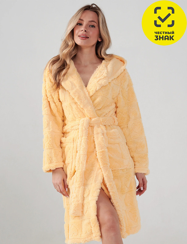 2151-Вф Халат женский "Дела сердечные" (46, желтый)