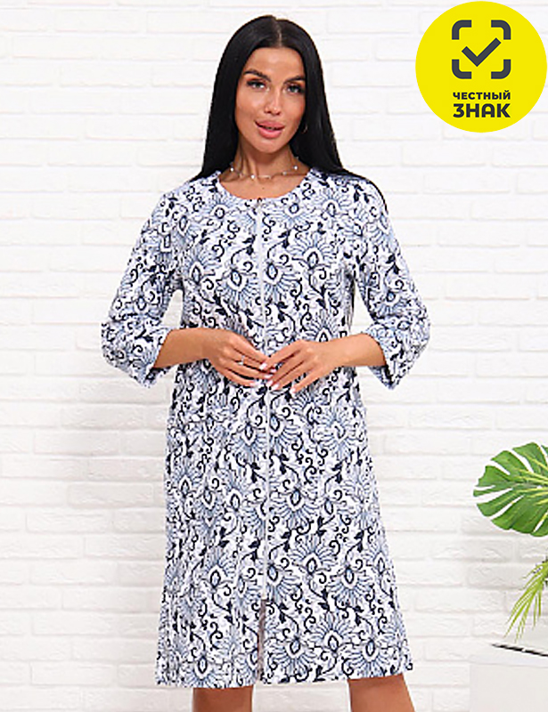 01016 Халат махровый на молнии (Цветы, 50)