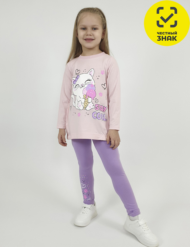 02-125-7 Комплект для девочки (фуфайка+ лосины) (98-56)