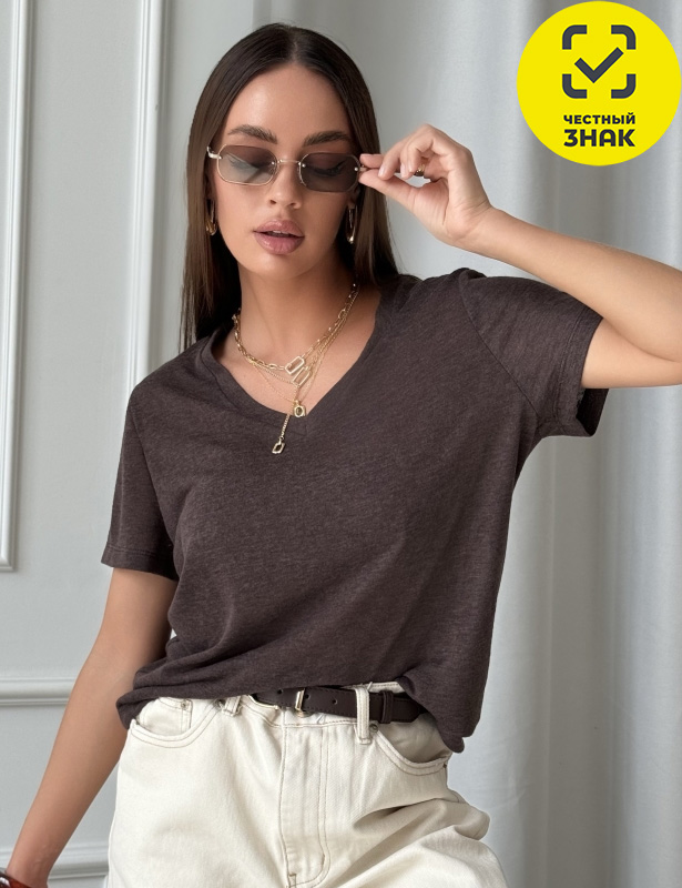 Футболка жен.арт.1239-3,шоколадная (48)
