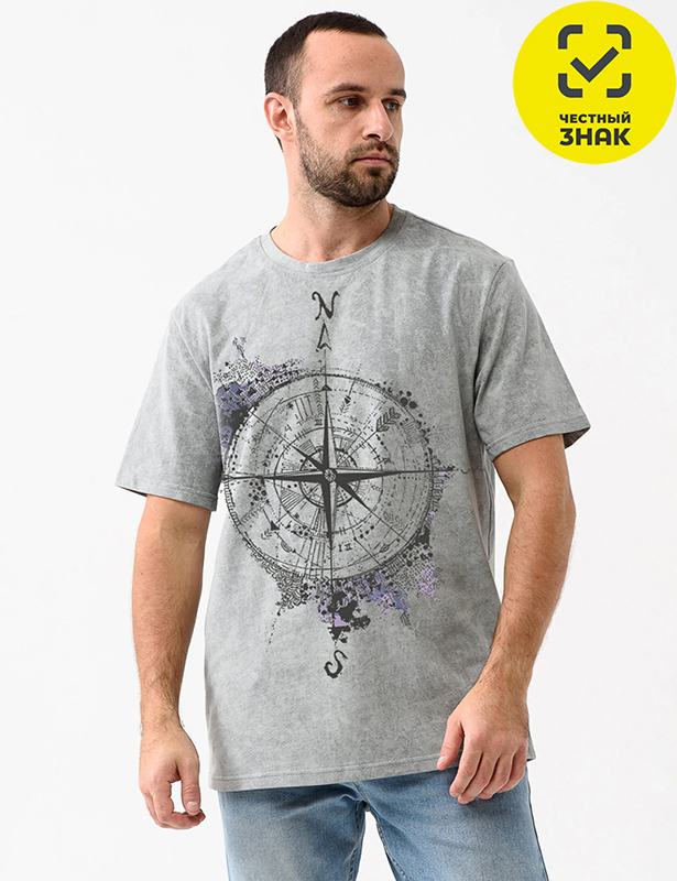 2279-К Футболка мужская "Роза ветров" (56, серый)