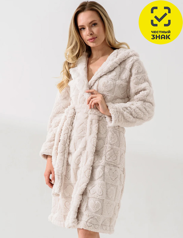 2151-Вф Халат женский "Дела сердечные" (48, экрю)