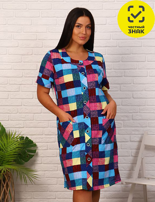 ХЖ-123 Халат женский Беатрис пуговица (кулирка)50