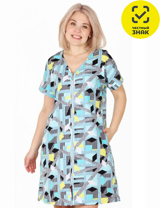 Халат Этника Х-431, р.48, разноцветный, кулирка