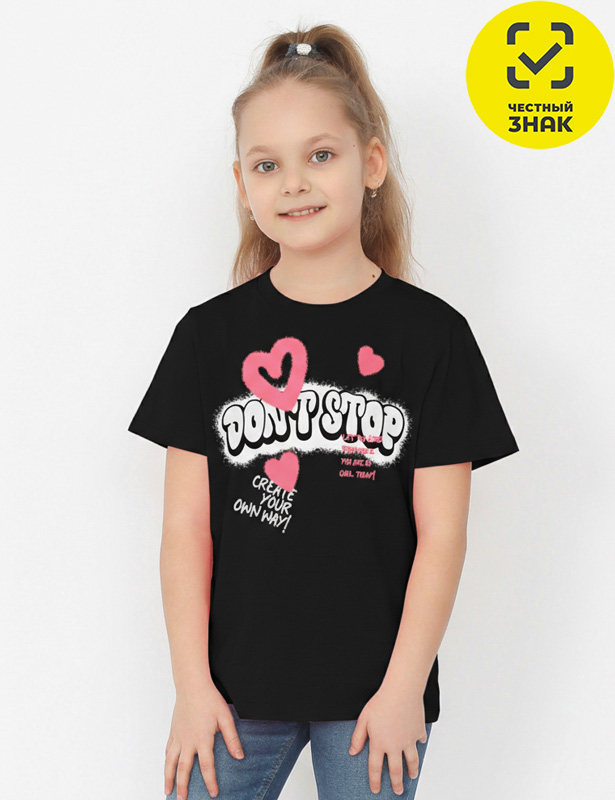 CSJG 64280-22K Футболка для девочки (Черный (164)-84)