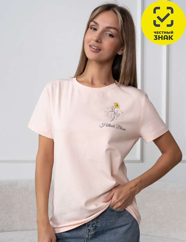 Футболка жен.арт.270-12,персиково-черная (48)