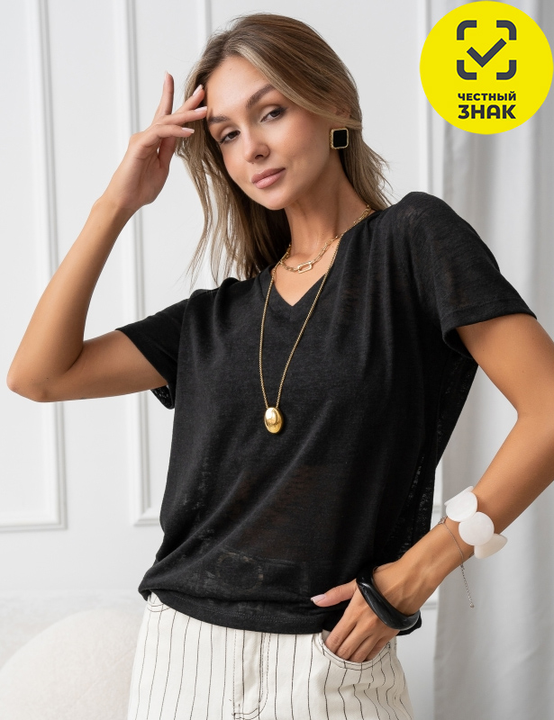 Футболка жен.арт.1239-1,черная (48)